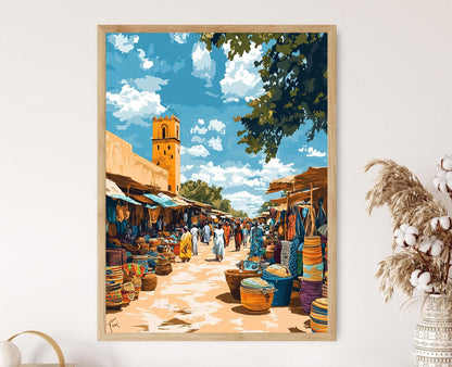 Affiche Scène de Marché à Ouagadougou – Œuvre d'Art Culturelle
