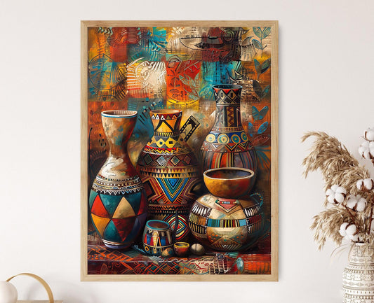 Affiche Céramique Africaine Colorée – Poster Art Traditionnelle