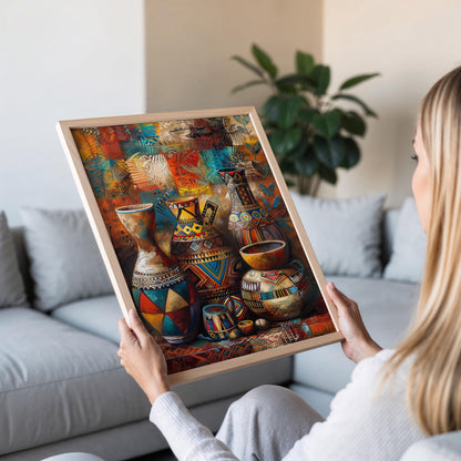 Affiche Céramique Africaine Colorée – Poster Art Traditionnelle