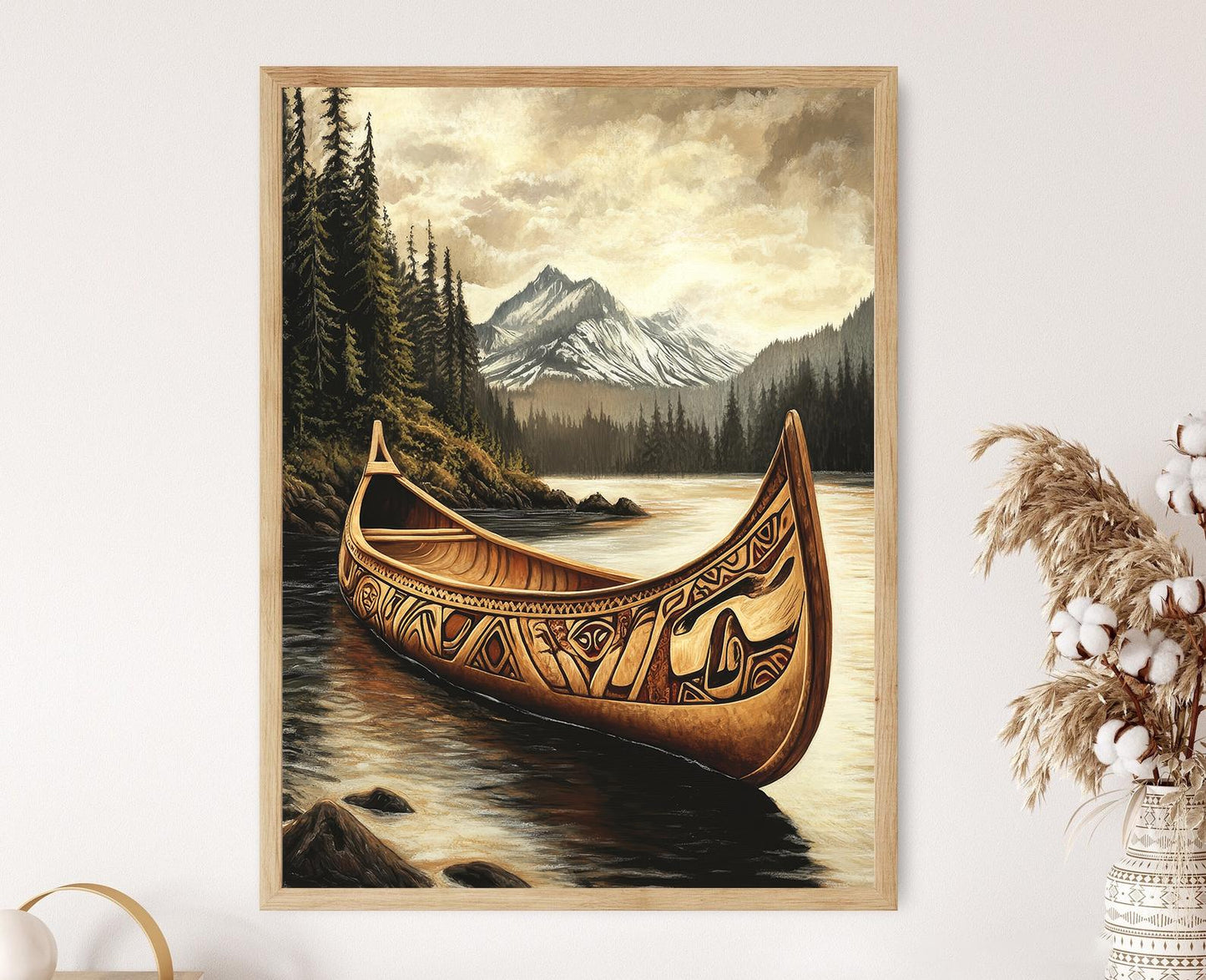 Affiche Canoë Haida – Impression d'art autochtone du Nord-Ouest Pacifique