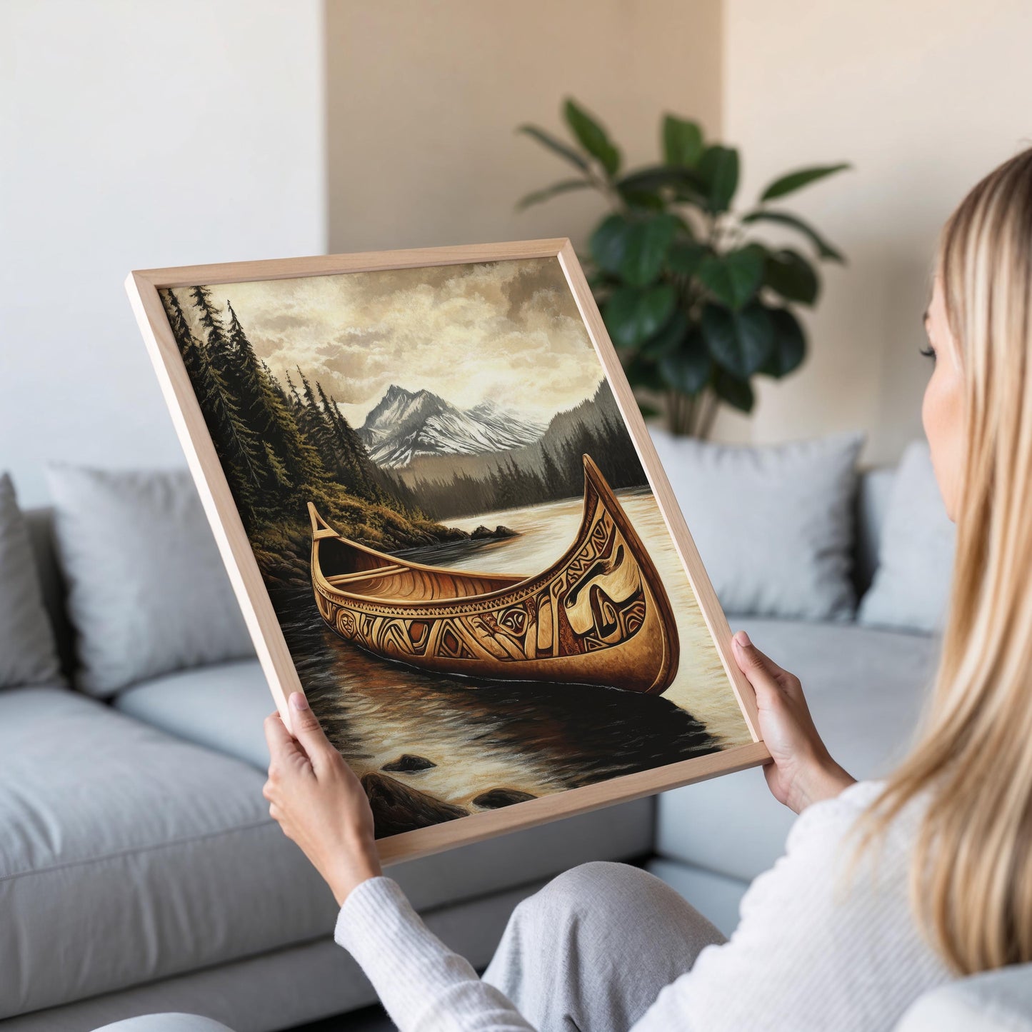 Affiche Canoë Haida – Impression d'art autochtone du Nord-Ouest Pacifique