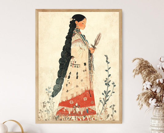 Affiche Fille Haida – Poster Illustration Amérindienne en Édition Limitée