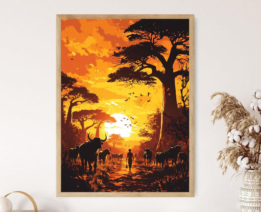 Affiche Baobab au Coucher de Soleil – Poster Art Paysage Madagascar