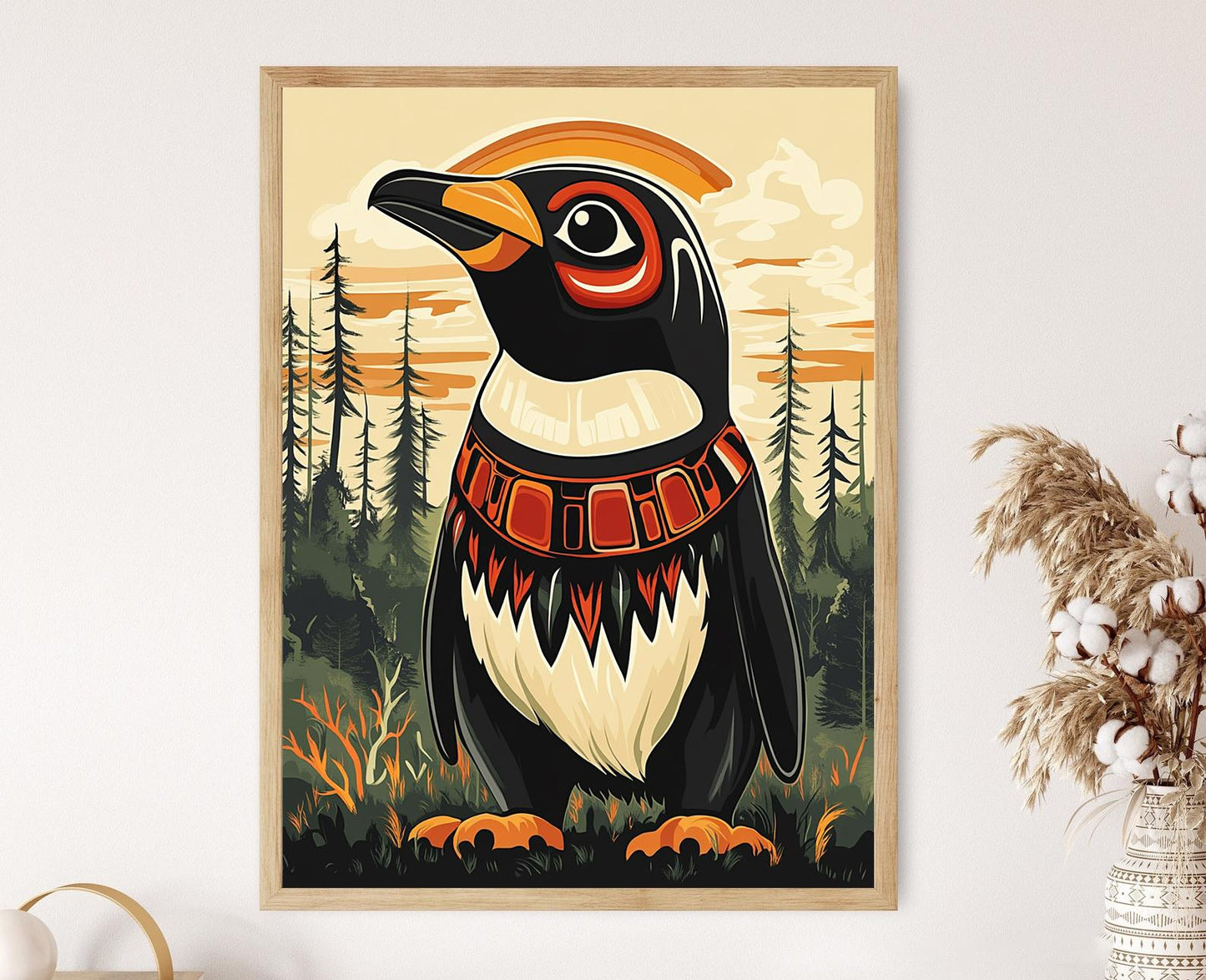 Affiche Pingouin Haida – Art Tribal Inspiré de la Faune