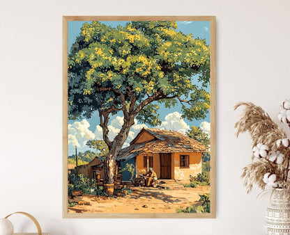 Affiche Artisanat Zafimaniry – Poster Art Traditionnelle de Madagascar