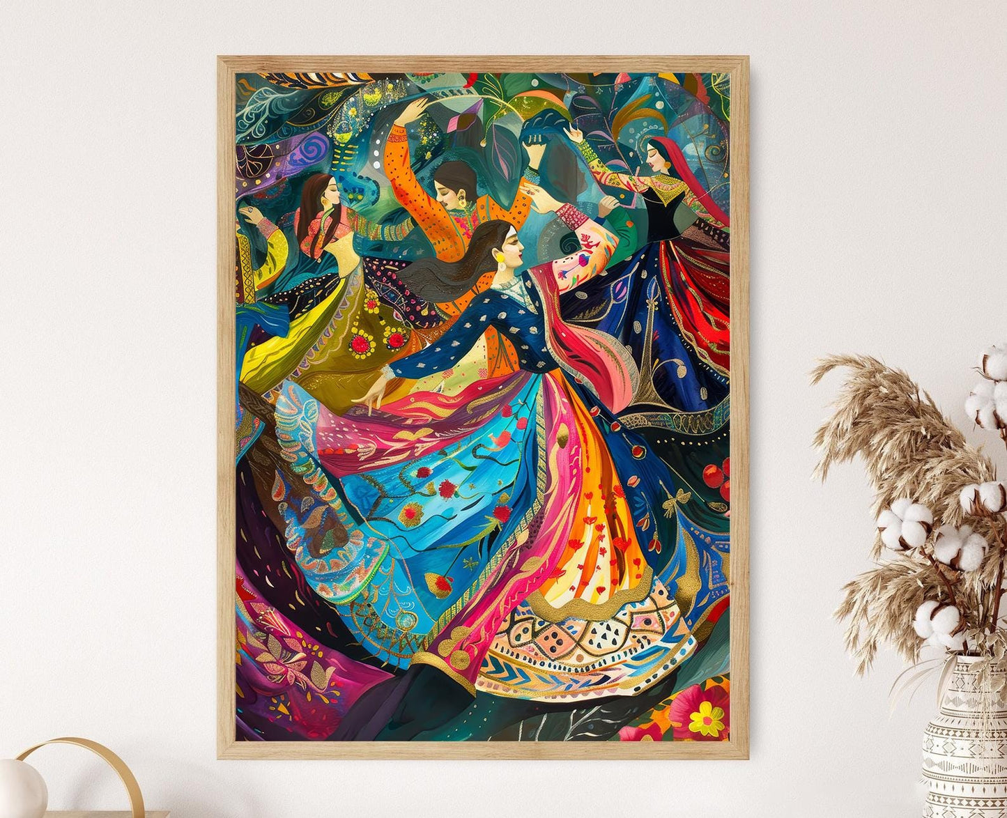 Affiche Danseurs Folkloriques Pakistanais – Tableau de Danse Culturelle Colorée