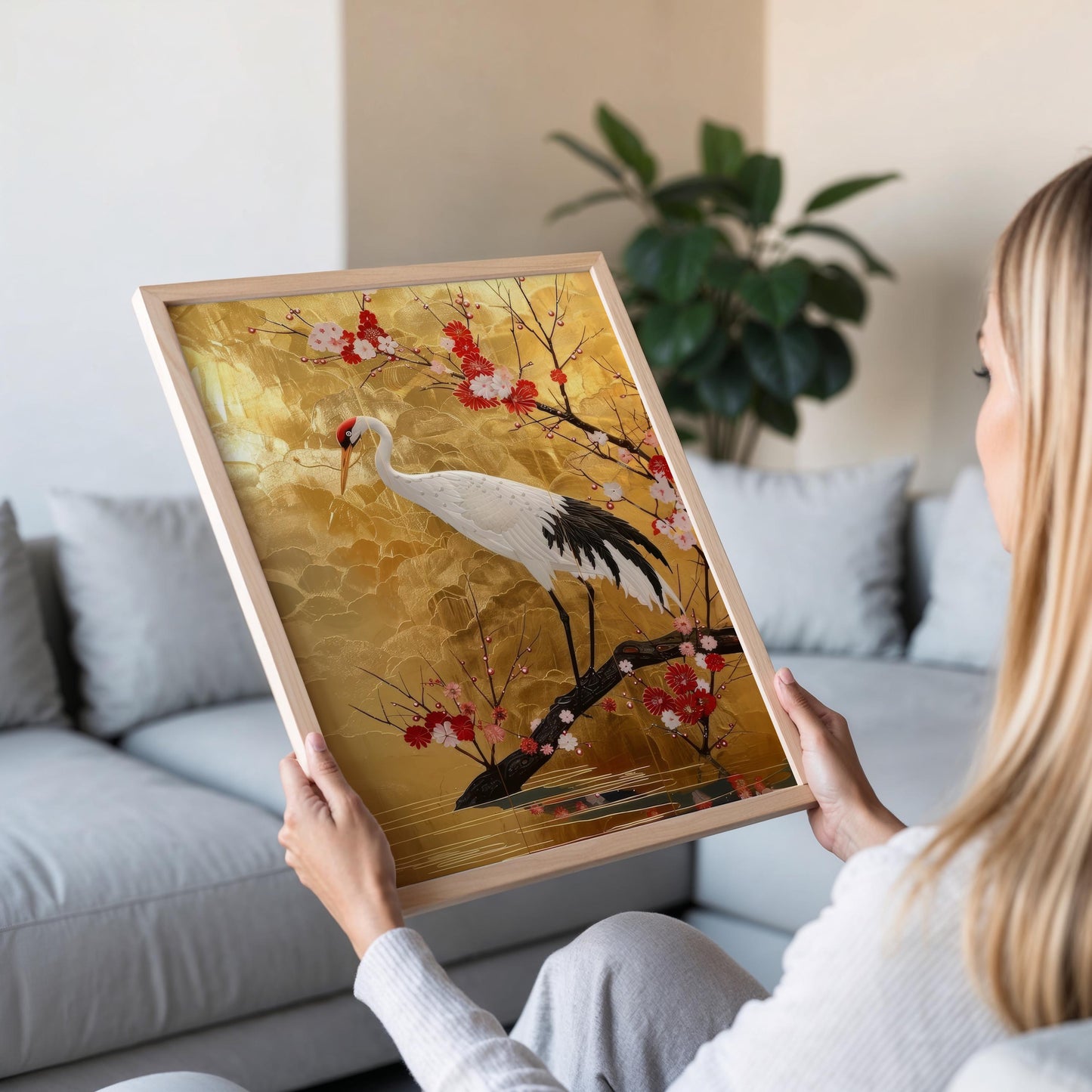 Affiche Grue Japonaise – Impression Art de Rivière Élégante