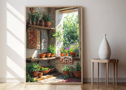 Affiche Cuisine Rustique Azérie – Poster Art avec Textiles Brodés de Sheki