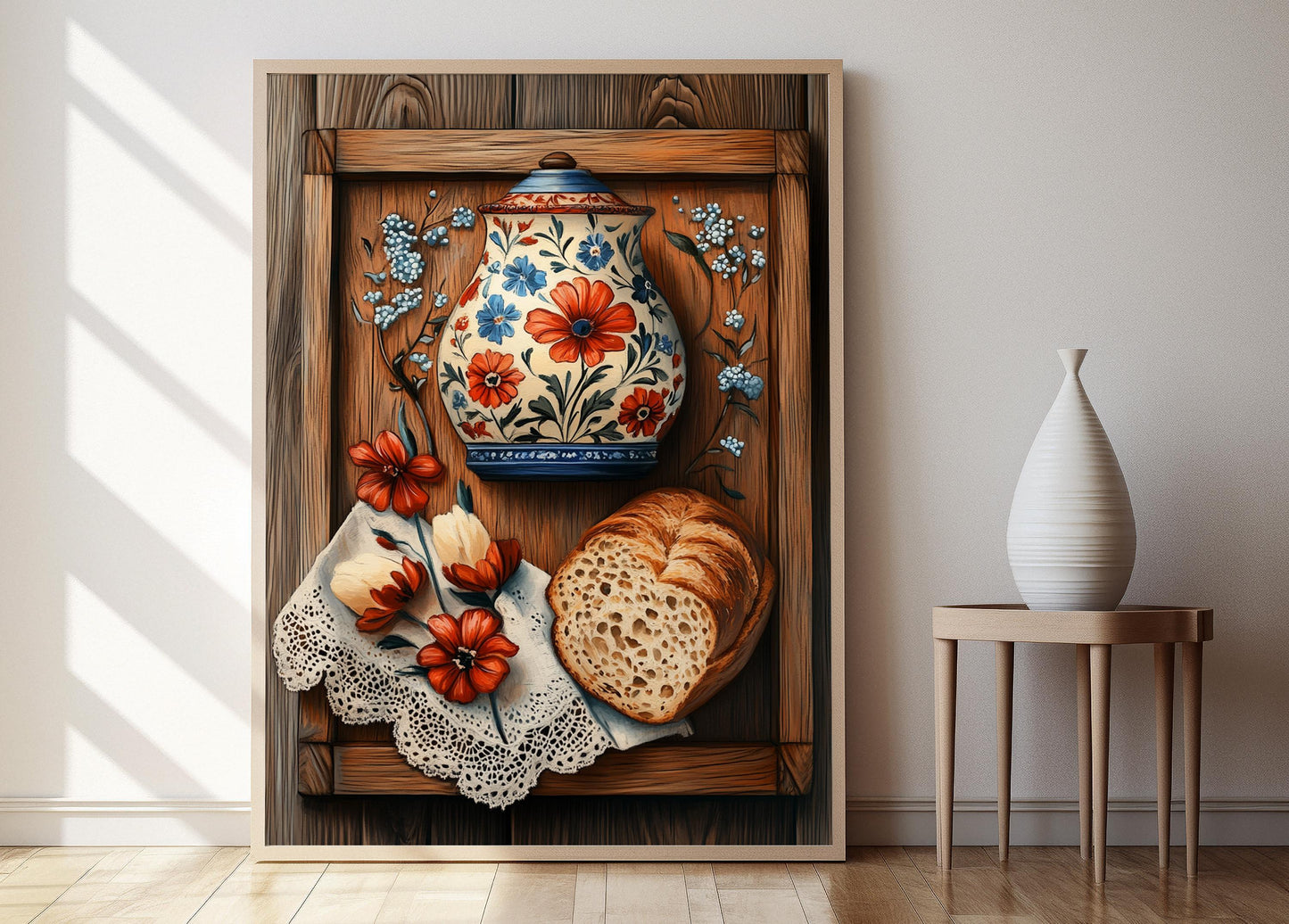 Affiche Beurre en Pierre Émaillée – Poster Art Floral pour Cuisine Rustique