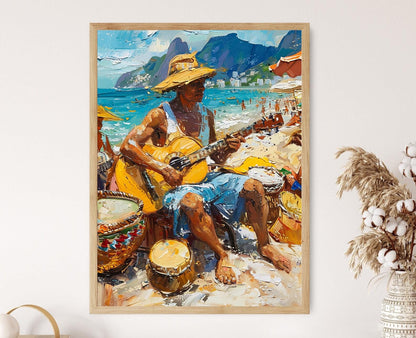 Affiche Ipanema – Poster Art Vibrante de Musiciens Brésiliens