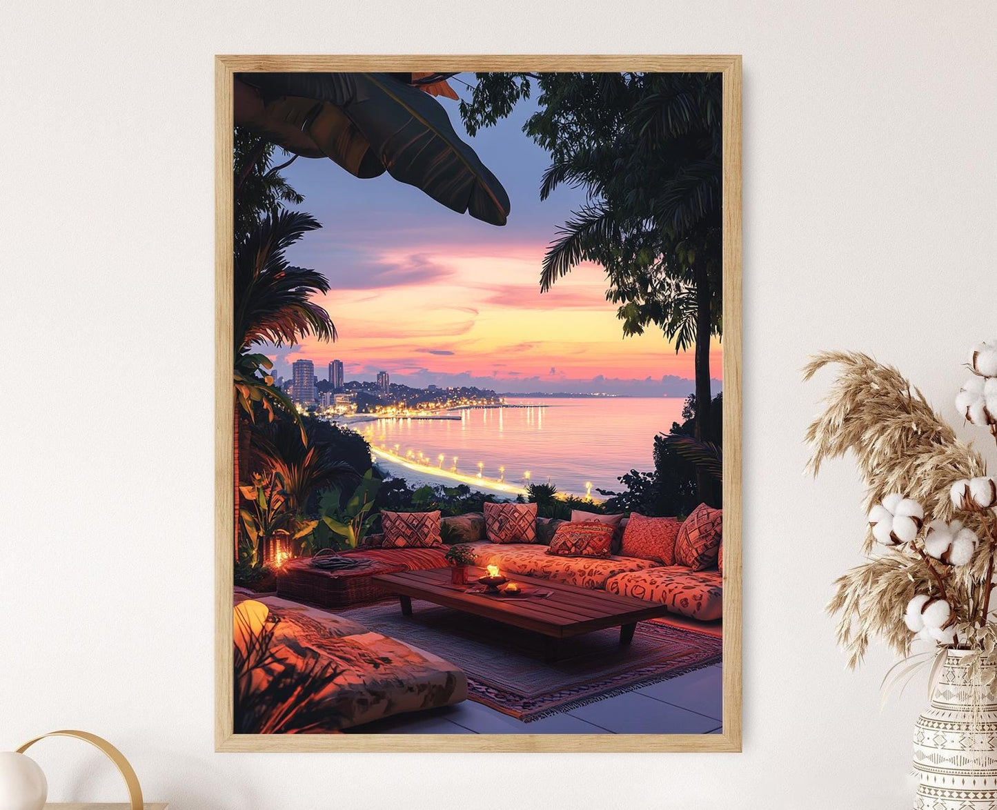 Affiche Maputo – Poster Art côtière du Mozambique, Terrasse et Capulana