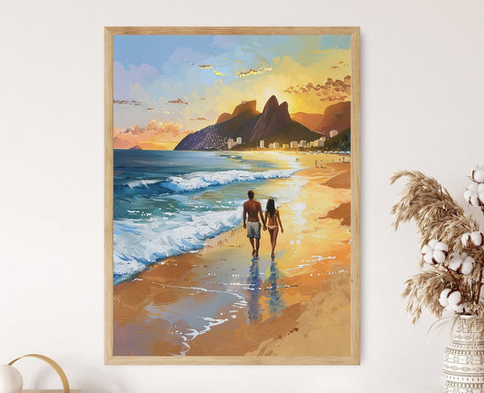 Affiche Ipanema – Illustration romantique de la plage brésilienne