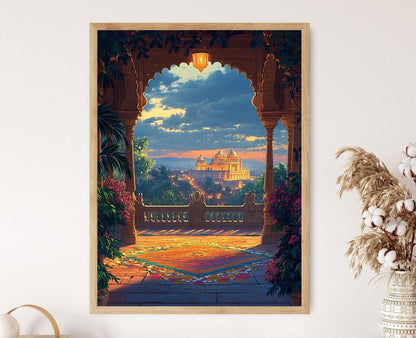 Affiche Palais Mysore – Poster Art Héritage Indien, Sculptures en Bois de Santal