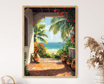 Affiche Terrasse de Chennai – Poster Art Côtière, Kolam et Bengal