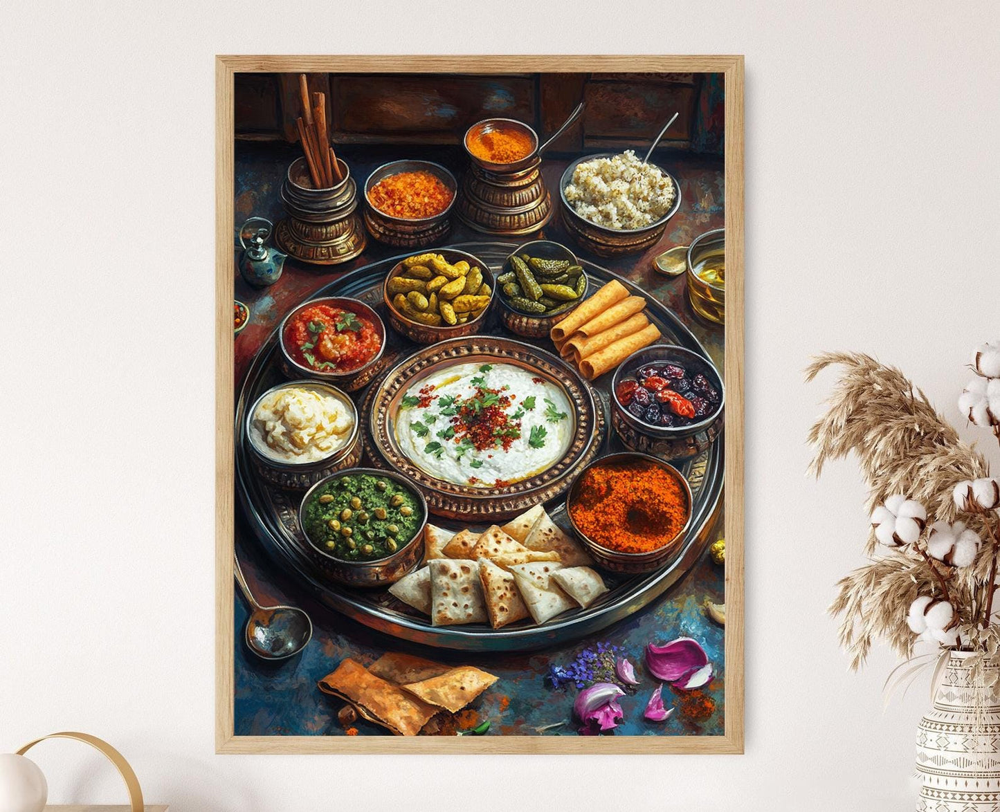 Affiche Thali Gujarati – Poster Art Culinaire Indien Traditionnel