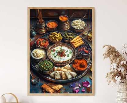 Affiche Thali Gujarati – Poster Art Culinaire Indien Traditionnel