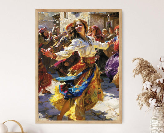 Affiche Danse Folklorique Kurde – Illustration Culturelle Éclatante