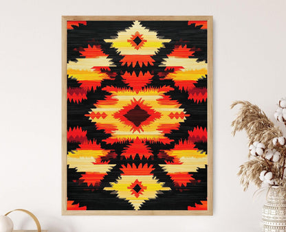 Affiche Motif Flamme Apache – Poster Art Tribal Amérindien