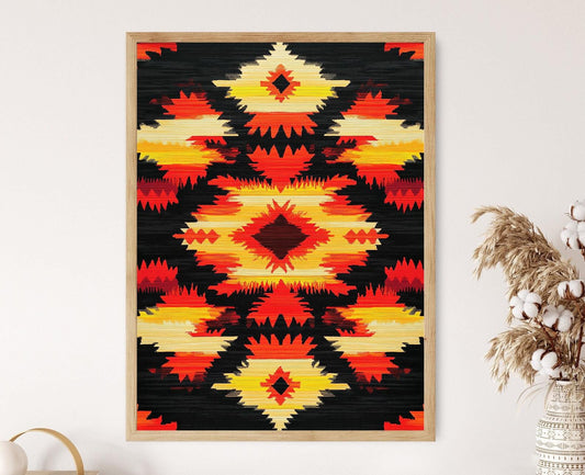 Affiche Motif Flamme Apache – Poster Art Tribal Amérindien