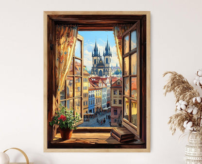 Affiche Prague Rustique – Poster Vue de la Vieille Ville en Tchéquie