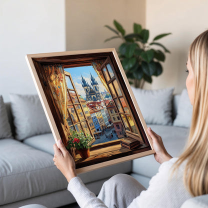 Affiche Prague Rustique – Poster Vue de la Vieille Ville en Tchéquie