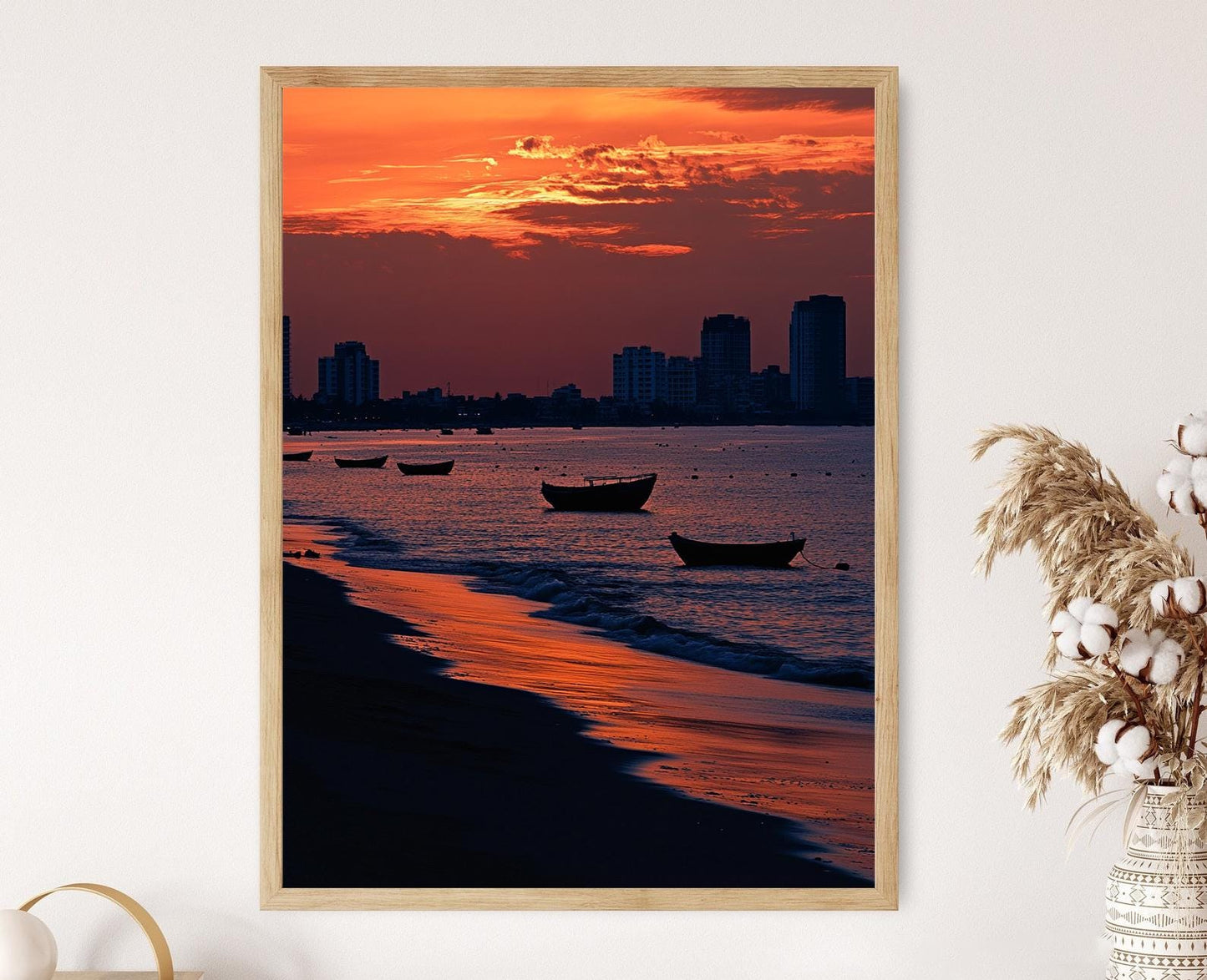 Affiche Chennai – Poster Silhouette de la Plage Marina au Crépuscule