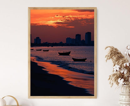 Affiche Chennai – Poster Silhouette de la Plage Marina au Crépuscule