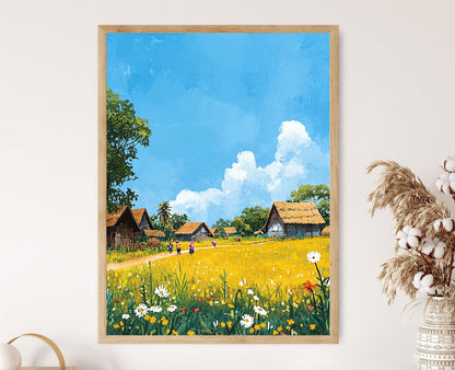 Affiche Village de Tangail – Poster Campagne du Bangladesh et Champs Ouverts