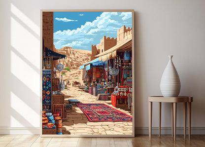 Affiche Palmyra Bazaar – Art Syrien, Bijoux et Scène de Marché