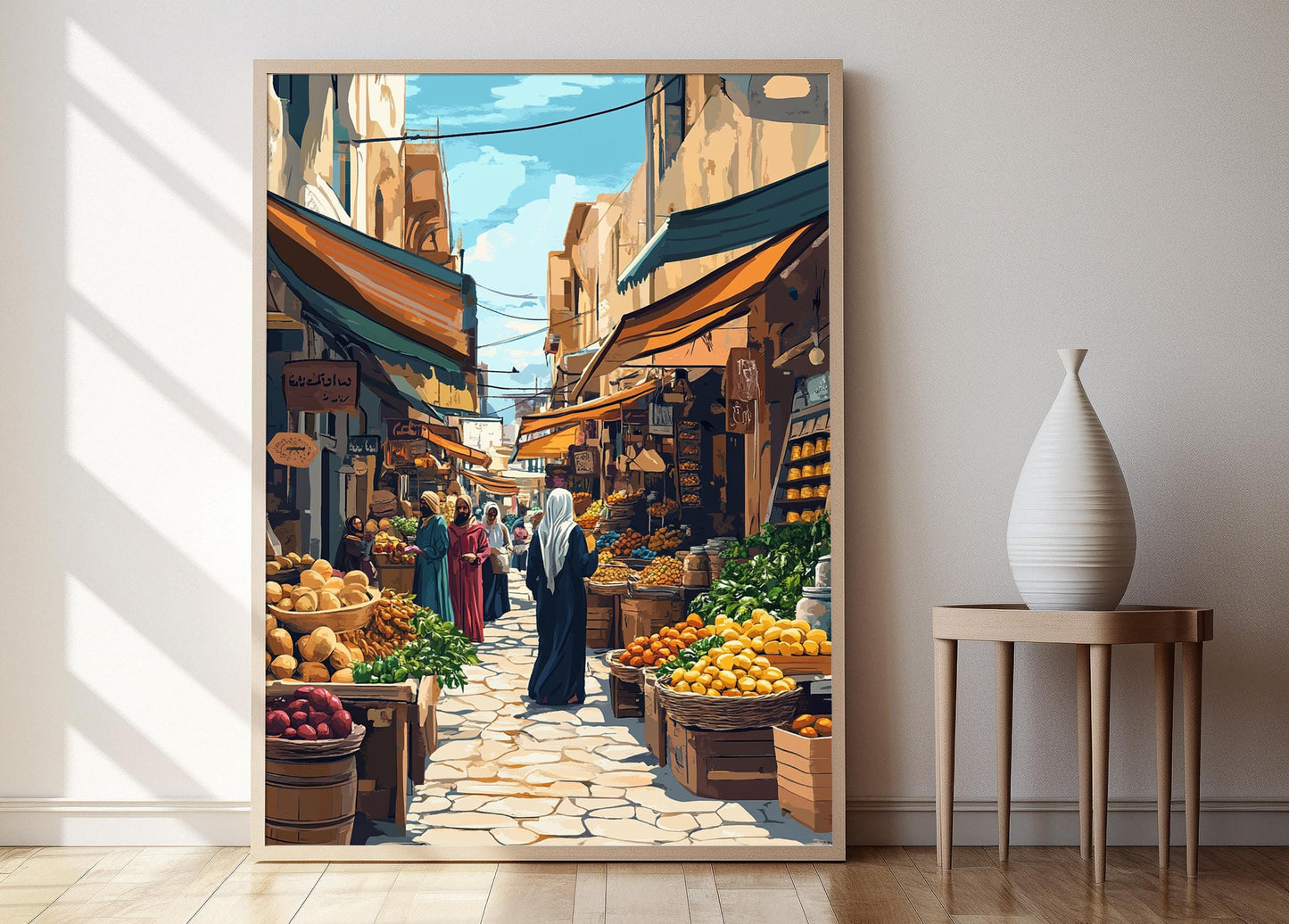 Affiche Marché Syrien – Impression Idlib, Décor Culturel Élégant