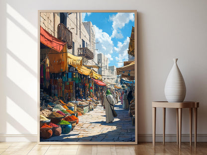 Affiche Souk Syrien – Imprimé d'art Épices & Bijoux en Argent