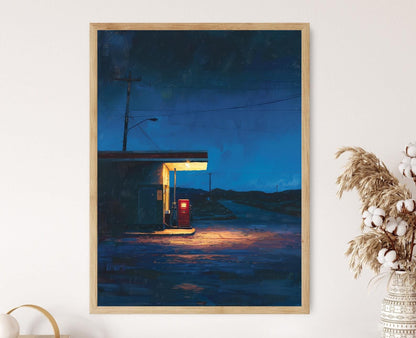 Affiche Inspirée d'Edward Hopper – Impression Giclée de Station-service