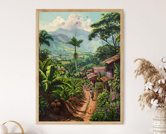 Affiche Champs de Cacao du Guatemala – Poster Peinture Agricole