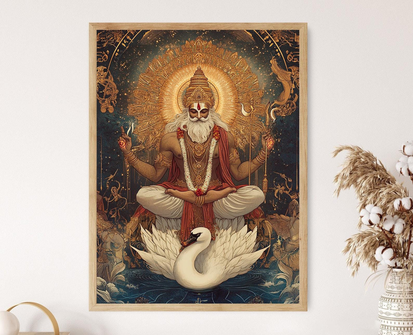 Affiche Brahma – Illustration de la divinité hindoue sur un cygne