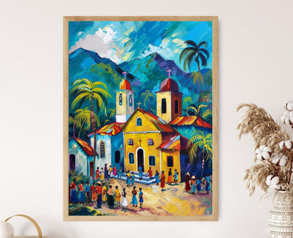 Affiche Église Haïtienne – Impression Artistique Culturelle, Cadeau Décoratif