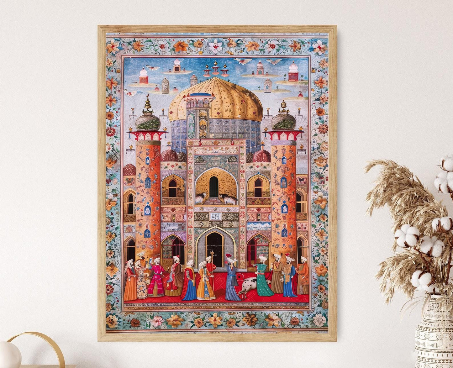 Affiche Art Miniature Persane – Illustration Scène de Cour Royale