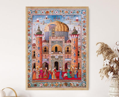 Affiche Art Miniature Persane – Illustration Scène de Cour Royale