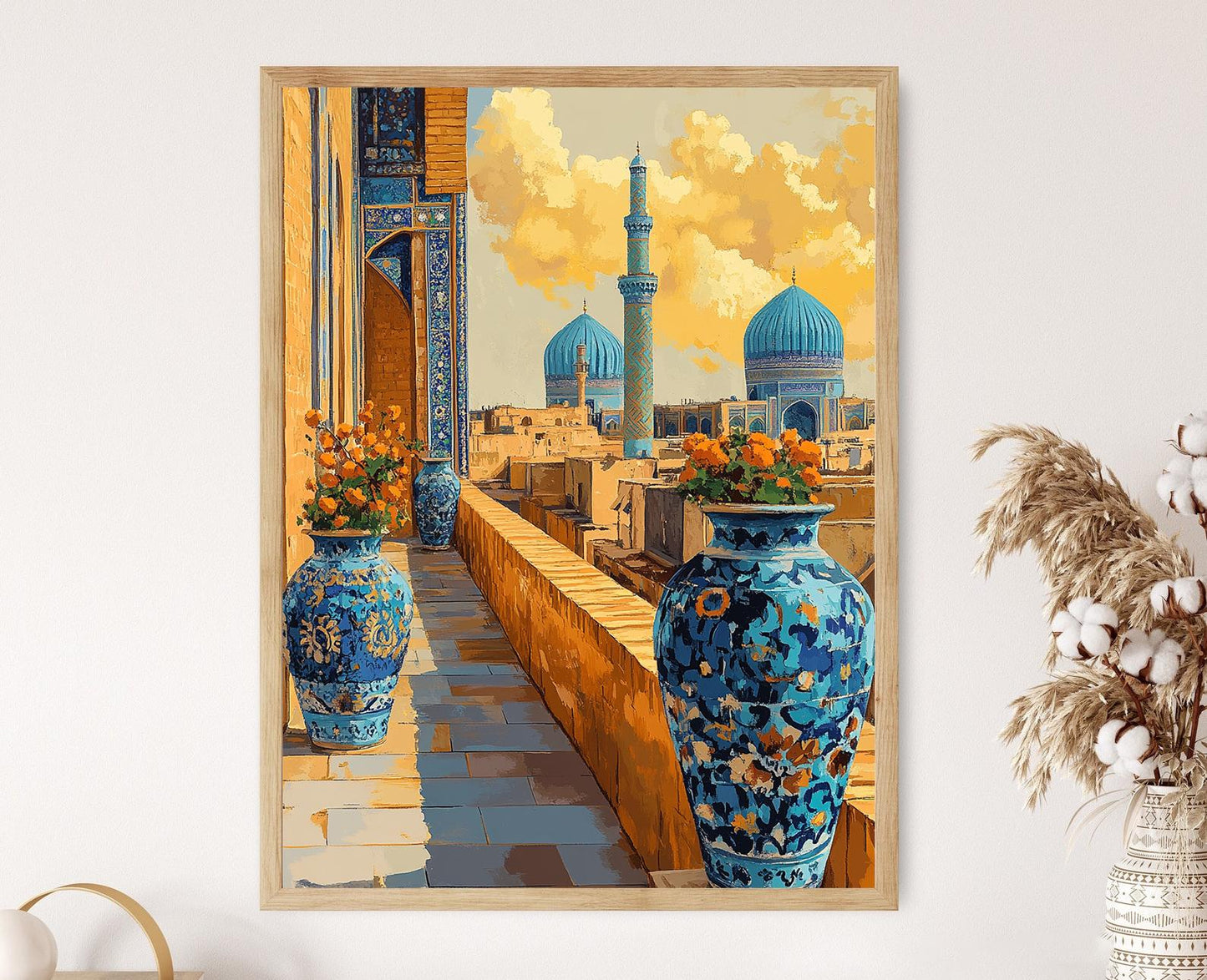 Affiche Isfahan – Illustration des toits et mosaïques d'Iran