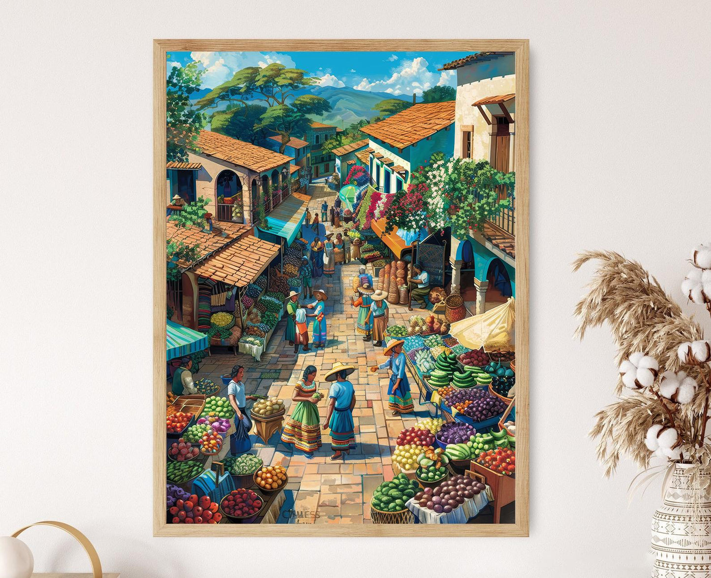 Affiche Marché Coloré d'El Salvador – Poster Scène Vivante