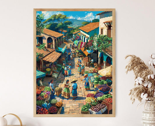 Affiche Marché Coloré d'El Salvador – Poster Scène Vivante