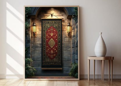 Affiche Textiles Islamiques – Poster Art Kufi Décor Patrimoine