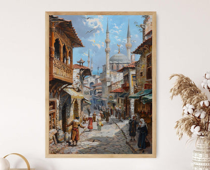 Affiche Rue Ottomane Historique – Scène Animée Inspirée d'Osman Hamdi Bey