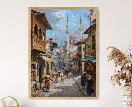 Affiche Rue Ottomane Historique – Scène Animée Inspirée d'Osman Hamdi Bey
