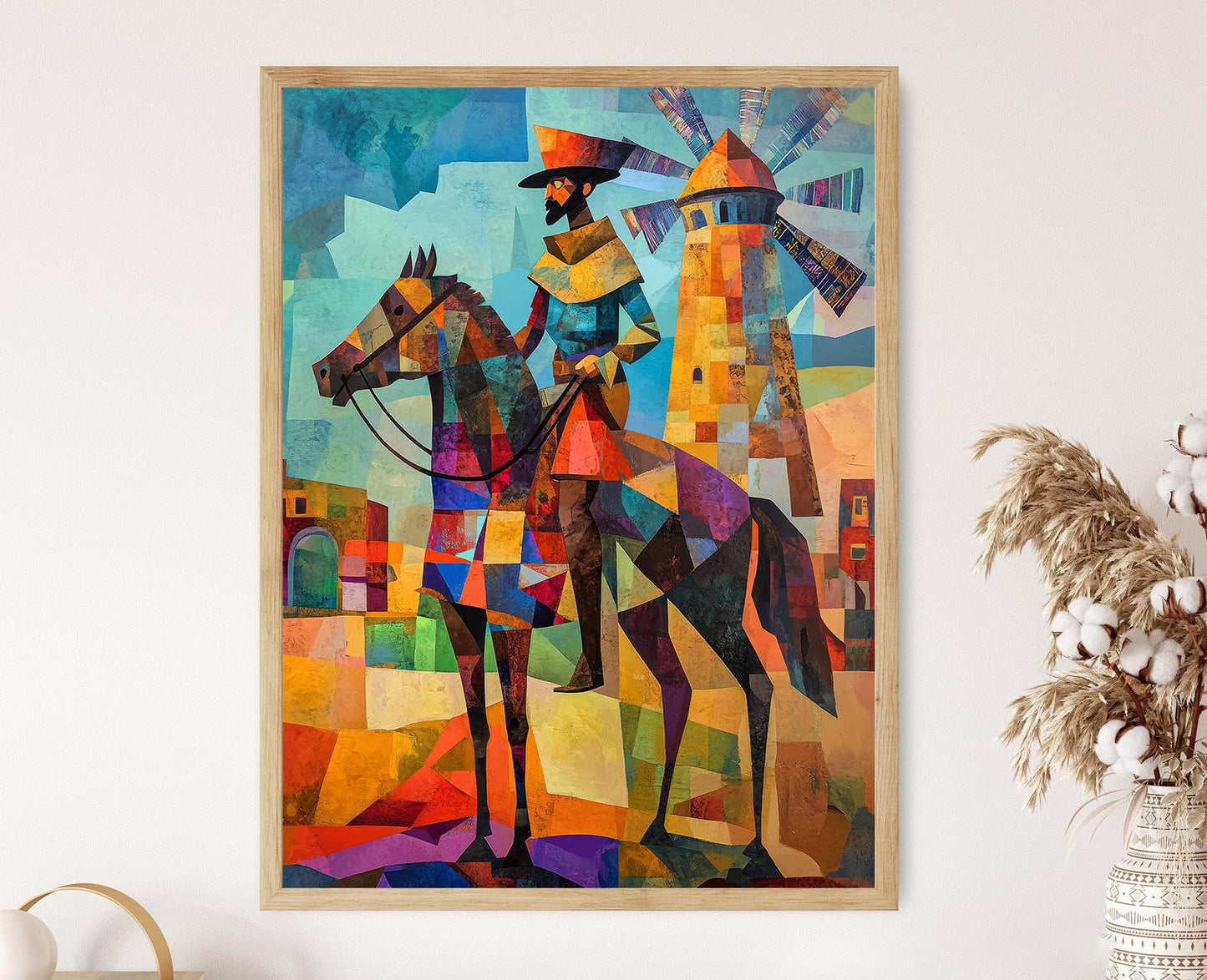 Affiche Don Quichotte – Poster Cubiste Moulin, Décor Espagnol Moderne