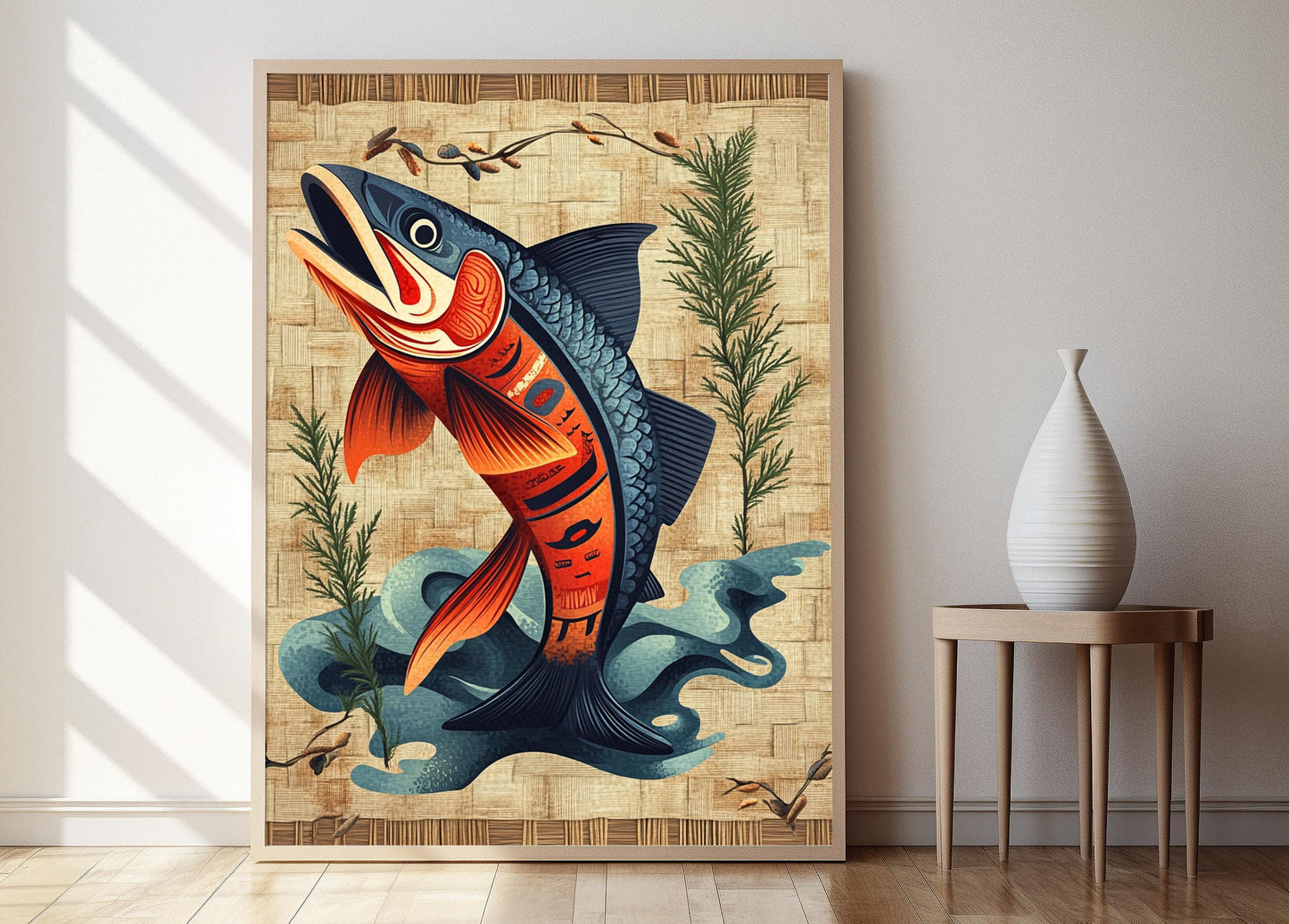 Affiche Haida – Poster Art Print de Décor Traditionnel avec Motifs de Vagues