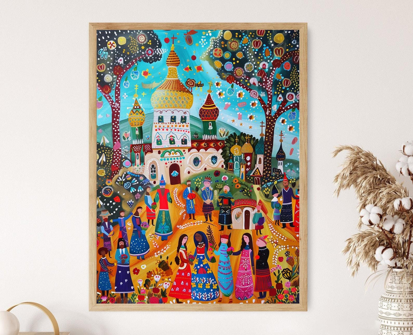 Affiche Mariage Slave – Peinture inspirée de l'art folklorique