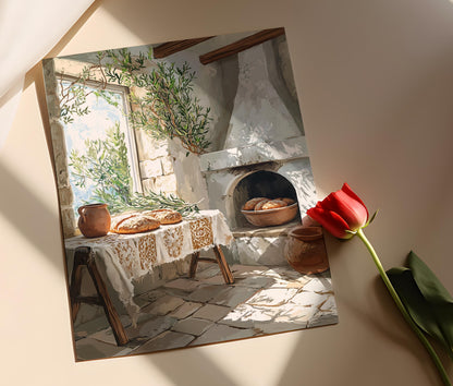 Affiche Cuisine Libanaise Rustique – Illustration Four à Pierre et Pain