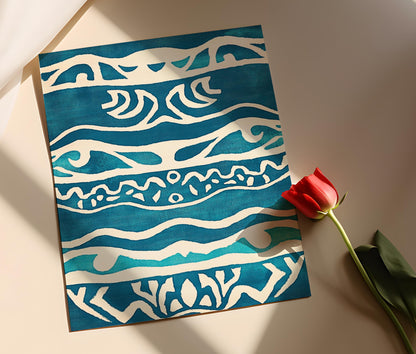 Affiche Motif Zuni – Poster Art Déco Amérindien Turquoise