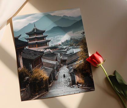 Affiche Vieille Ville de Dali – Poster Architecture Bai Traditionnelle