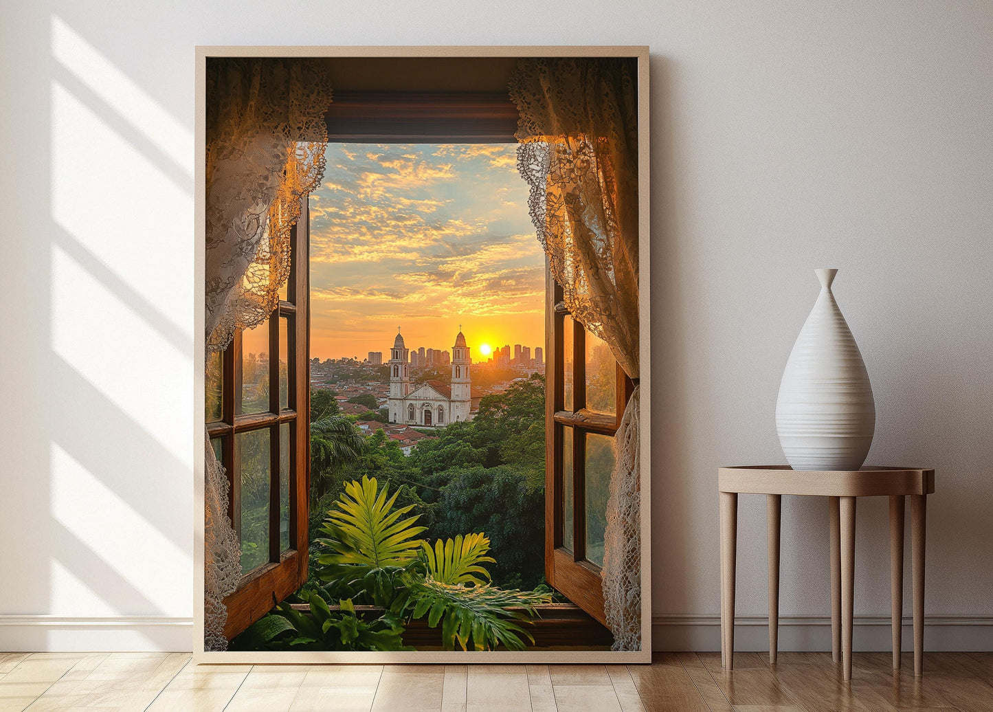 Affiche Barquisimeto – Poster Art de la Vue sur Fenêtre au Couché de Soleil